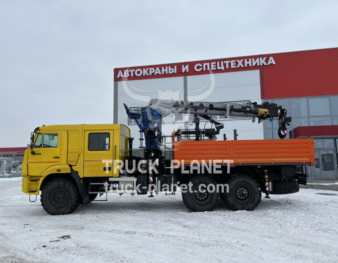 Бортовой КАМАЗ 43118-50 с КМУ Галичанин КМУ-150 (двухрядная кабина)